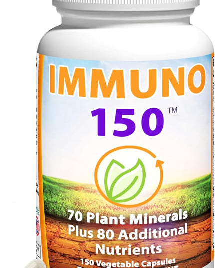 Immuno150 Immune Support Supplement, 150 Vegetable Capsules - Immunity Boost Packed with 70 Trace Minerals, 13 Essential Vitamins, Antioxidants, Herbs & Amino Acids - Immune System Booster for Adults