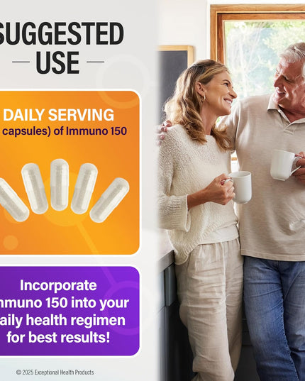 Immuno150 Immune Support Supplement, 150 Vegetable Capsules - Immunity Boost Packed with 70 Trace Minerals, 13 Essential Vitamins, Antioxidants, Herbs & Amino Acids - Immune System Booster for Adults